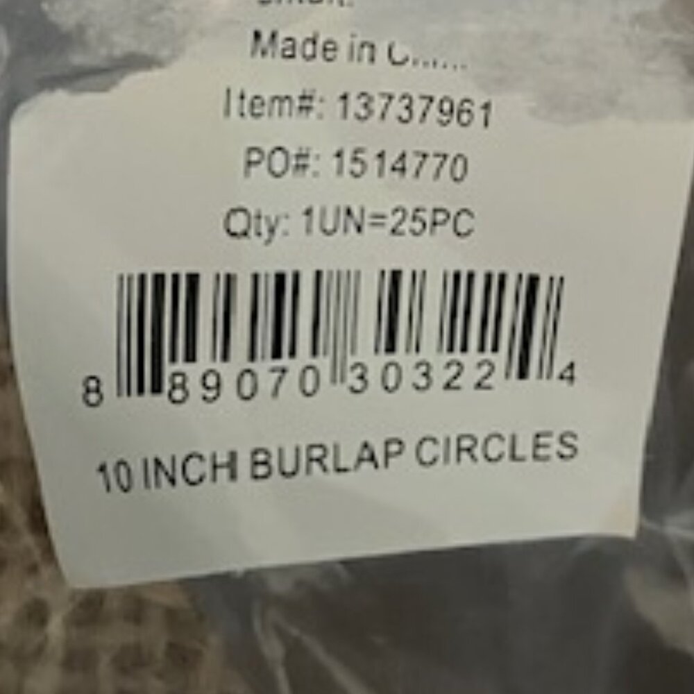 25 burlap circles / placemats